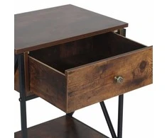 Relaxdays Naktinis staliukas, 55x40x30 cm, rudas, metalas ir MDF