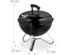 Relaxdays Nešiojamas kepsninės grilis su dangčiu Ø 37 cm