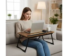Relaxdays Nešiojamojo kompiuterio stalas, reguliuojamas, sulankstomas, medinis