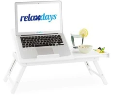 Relaxdays Nešiojamojo kompiuterio stovas, bambukas, 24x60x35 cm, balta