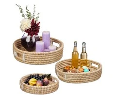 Relaxdays Patiekimo padėklas, 7x33 cm, 9x39 cm, 11x43 cm, Natūralus