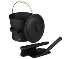 Relaxdays Pelenų kibiras su dangčiu ir šlavimo rinkinys 7,5 L