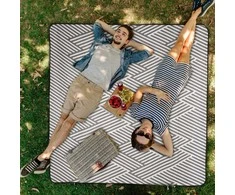 Relaxdays Pikniko antklodė, 200x200 cm, pilkai balta
