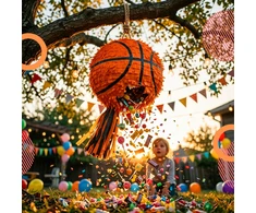 Relaxdays Piñata rinkinys, kamuolys, lazda, kaukė, vakarėlio dekoracija