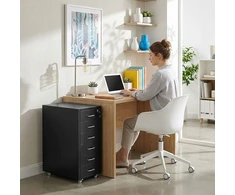 Relaxdays Plieninis riedantis konteineris, užrakinamas, 6 stalčiai, mobilus sandėliavimas