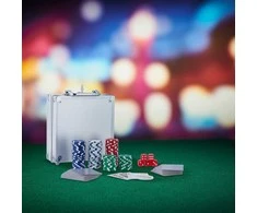 Relaxdays Pokerio rinkinys, 23x20.5x6.5 cm, sidabrinis