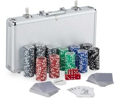 Relaxdays Pokerio rinkinys, 26x39x6.5 cm, sidabrinės spalvos