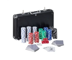 Relaxdays Pokerio rinkinys, 26x39x6,5 cm, sidabrinis