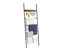 Relaxdays Prie sienos remiama rankšluosčių kopėtėlė, 4 skersiniai, 5 kabliai