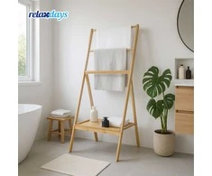 Relaxdays Rankšluosčių laikiklis, 112x55x44,5 cm, natūralus