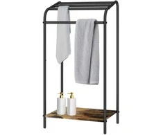 Relaxdays Rankšluosčių stovas ir lentyna, 79.5x41.5x28.5 cm, ruda, metalas