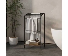 Relaxdays Rankšluosčių stovas ir lentyna, 79.5x41.5x28.5 cm, ruda, metalas