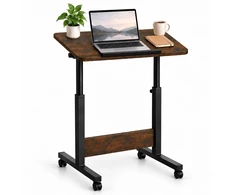 Relaxdays Reguliuojamas nešiojamojo kompiuterio stalas ant ratukų, juoda-ruda, 67-90 cm