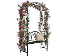 Relaxdays Rose Arbour Suoliukas Juodas Metalas