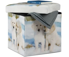 Relaxdays Sandėliavimo pufas, PVC oda, 38 x 38 x 38 cm