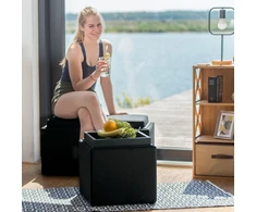 Relaxdays Sandėliavimo pufas su padėklo dangčiu, pilkas