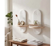 Relaxdays Sieninės lentynos, 2 vnt., boho stiliaus, medis