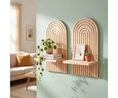 Relaxdays Sieninės lentynos, 2 vnt., boho stiliaus, mediena