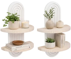 Relaxdays Sieninės lentynos, 2 vnt., boho stiliaus, medis