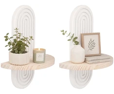 Relaxdays Sieninės lentynos, 2 vnt., boho stiliaus, medis