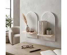 Relaxdays Sieninės lentynos, 2 vnt., boho stiliaus, mediena