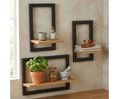 Relaxdays Sieninės lentynos rinkinys 3 vnt., MDF, metalas