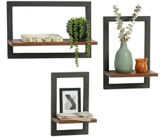 Relaxdays Sieninės lentynos rinkinys 3 vnt., MDF, metalas