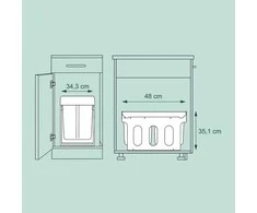 Relaxdays Juodas įmontuojamas atliekų rūšiavimo konteineris 2x15L
