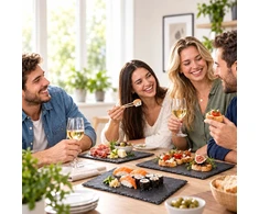 Relaxdays Skalūno serviravimo lėkštės, 6 vnt. rinkinys, rašomos kreida, antracito spalvos
