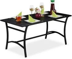 Relaxdays Sodo stalas, 55.5x120x60 cm, juodas