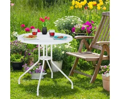 Relaxdays Apvalus baltas sodo stalas