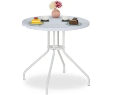 Relaxdays Apvalus baltas sodo stalas