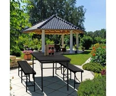 Relaxdays Sodo stalas, sulankstomas išskleidžiamas, plastikas, plienas