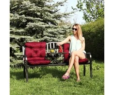 Relaxdays Sodo suoliukas, išskleidžiamas staliukas, 90x150x57.5 cm, juodas