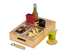 Relaxdays Sofos užkandžių padėklas, 8x40x26 cm, natūralus