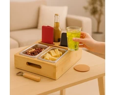 Relaxdays Sofos užkandžių padėklas, 8x40x26 cm, natūralus
