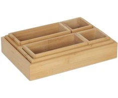 Relaxdays Stalčių organizatoriaus rinkinys, 5x7.5x7.5 cm, 5x17x7.5 cm, 5x26.5x9 cm, 5x28x19.5 cm, Natūralus