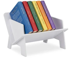 Relaxdays Stalo lentyna, balta, pasvirusi V formos, PVC
