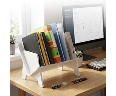 Relaxdays Stalo lentyna, balta, pasvirusi V formos, PVC