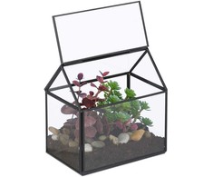 Relaxdays Stiklo terariumas, namelio formos, 15x15x10 cm
