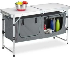 Relaxdays Stovyklavimo stalas 120x47x62 cm sidabrinis su laikymo vieta