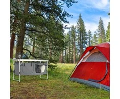 Relaxdays Stovyklavimo stalas 120x47x62 cm sidabrinis su laikymo vieta
