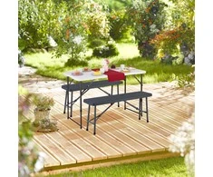Relaxdays Sulankstoma suoliukas, 102x42x25 cm, pilka