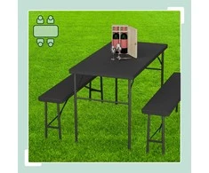 Lauko baldų komplektas Relaxdays Sulankstomas alaus palapinės komplektas, 73x120x61 cm, Juodas