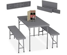 Lauko baldų komplektas Relaxdays Sulankstomas alaus palapinės komplektas, 73x120x61 cm, juodas