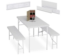 Lauko baldų komplektas Relaxdays Sulankstomas alaus palapinės komplektas, 73x120x61 cm, juodas