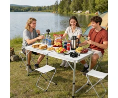 Relaxdays Sulankstomas stalas stovyklavimui ir 4 taburetės