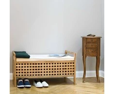 Relaxdays Suoliukas su laikymo vieta, 46.5x92.6x49 cm, rudas
