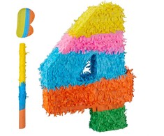 Kodustaar Skaičiaus piñata su lazda ir kauke