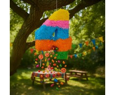 Kodustaar Skaičiaus piñata su lazda ir kauke
